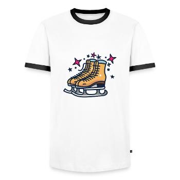 Schlittschuhe - Männer Kontrast-T-Shirt - Weiß/Schwarz - Vorne - AI Model Female 172 light (172cm) & AI Model Male 178 dark (178cm)