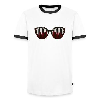 fun cool sunglasses 6 B - Men's Ringer Shirt - white/black - Front - AI Model Female 172 light (172cm) & AI Model Male 178 dark (178cm)