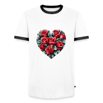 Valentine's Day Love Engagement Mother's Day Wedding - Men's Ringer Shirt - white/black - Front - AI Model Female 172 light (172cm) & AI Model Male 178 dark (178cm)
