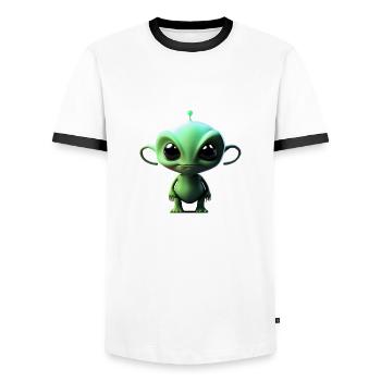Joyeux Halloween mignon extraterrestre effrayant drôle effrayant - T-shirt contrasté Homme - blanc/noir - Devant - AI Model Female 172 light (172cm) & AI Model Male 178 dark (178cm)