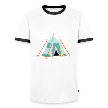 Camping, Camping, Caravane, Cadeau de camp, Camping-car - T-shirt contrasté Homme - blanc/noir - Devant - AI Model Female 172 light (172cm) & AI Model Male 178 dark (178cm)
