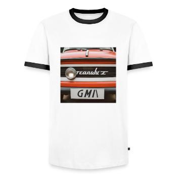 Retro Red - Men's Ringer Shirt - white/black - Front - AI Model Female 172 light (172cm) & AI Model Male 178 dark (178cm)