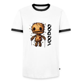 Voodoo Doll - Men's Ringer Shirt - white/black - Front - AI Model Female 172 light (172cm) & AI Model Male 178 dark (178cm)