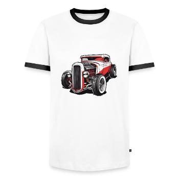 Hot Rod / Voiture / Véhicule / Automobile / Moteur - T-shirt contrasté Homme - blanc/noir - Devant - AI Model Female 172 light (172cm) & AI Model Male 178 dark (178cm)
