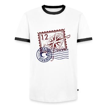Bing oil - Men's Ringer Shirt - white/black - Front - AI Model Female 172 light (172cm) & AI Model Male 178 dark (178cm)