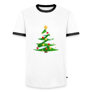 Christmas Gift, Christmas Tree, Christmas Tree - Men's Ringer Shirt - white/black - Front - AI Model Female 172 light (172cm) & AI Model Male 178 dark (178cm)