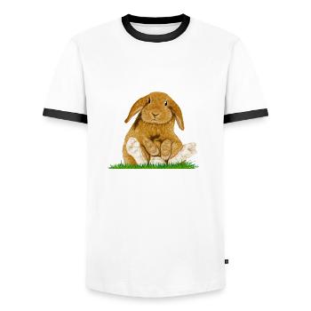 Easter Bunny - Men's Ringer Shirt - white/black - Front - AI Model Female 172 light (172cm) & AI Model Male 178 dark (178cm)