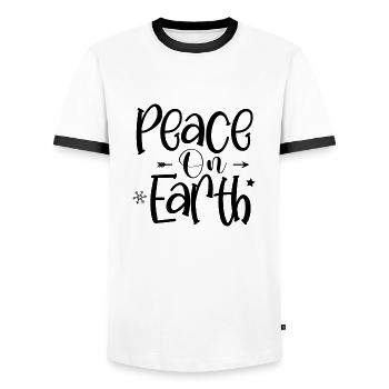Paix sur Terre - T-shirt contrasté Homme - blanc/noir - Devant - AI Model Female 172 light (172cm) & AI Model Male 178 dark (178cm)