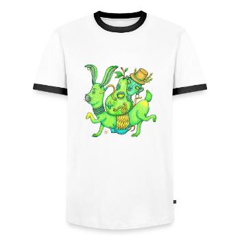 Magic, Hase, Zauberer, Birne - Männer Kontrast-T-Shirt - Weiß/Schwarz - Vorne - AI Model Female 172 light (172cm) & AI Model Male 178 dark (178cm)