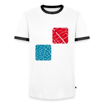 Design carré minimal - T-shirt contrasté Homme - blanc/noir - Devant - AI Model Female 172 light (172cm) & AI Model Male 178 dark (178cm)