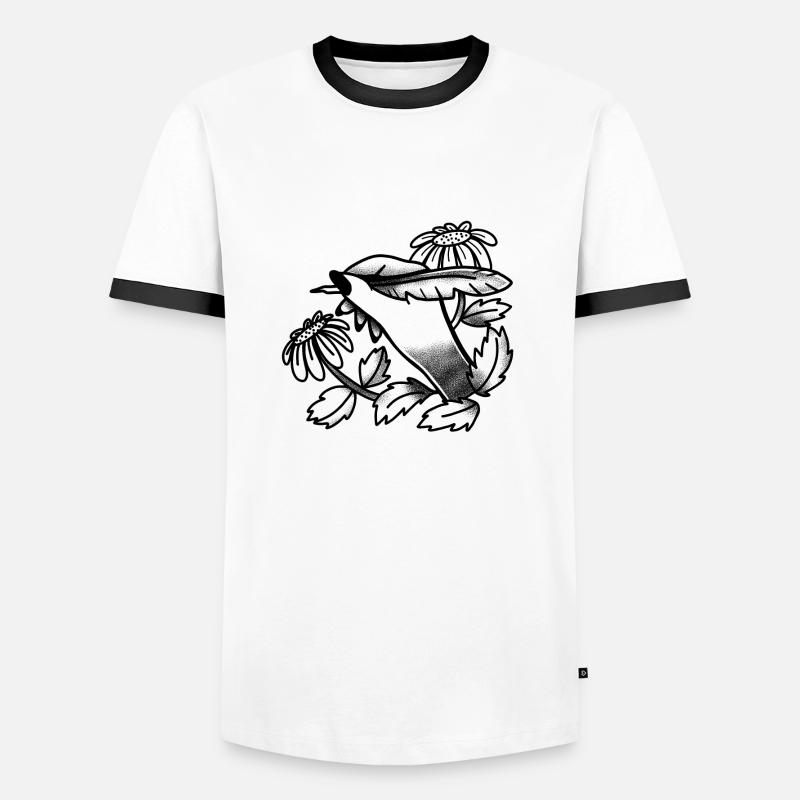 Hexen-Boho-Tattoo-Handschrift mit Löwenzahn - Männer Kontrast-T-Shirt - Weiß/Schwarz