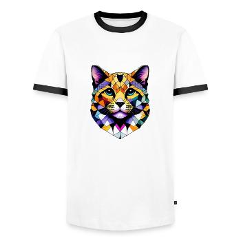 Domestic Cat, Cat Owner, Cat, Pet, Kitten - Men's Ringer Shirt - white/black - Front - AI Model Female 172 light (172cm) & AI Model Male 178 dark (178cm)