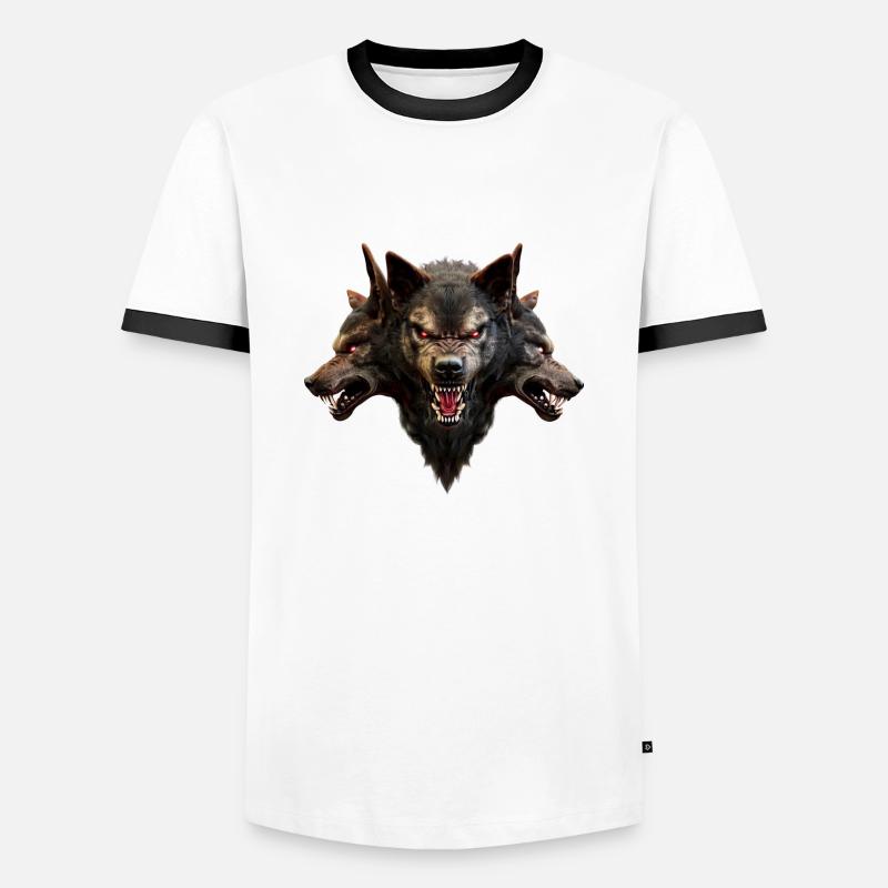 Wolf Teufelsköpfe Böser gruseliger Werwolf - Männer Kontrast-T-Shirt - Weiß/Schwarz