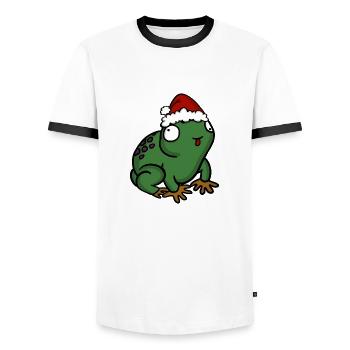 Grenouille de Noël - T-shirt contrasté Homme - blanc/noir - Devant - AI Model Female 172 light (172cm) & AI Model Male 178 dark (178cm)