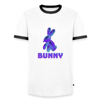 Lapin violet - T-shirt contrasté Homme - blanc/noir - Devant - AI Model Female 172 light (172cm) & AI Model Male 178 dark (178cm)