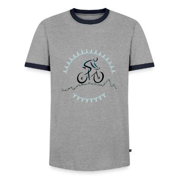 Cycliste professionnel - T-shirt contrasté Homme - gris/marine  - Devant - AI Model Female 172 light (172cm) & AI Model Male 178 light (178cm)