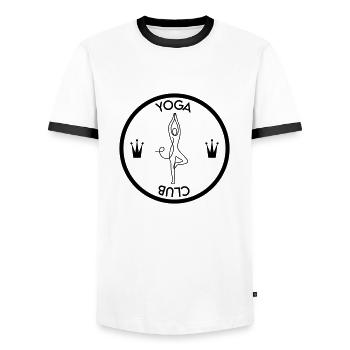 Yoga-Club - Männer Kontrast-T-Shirt - Weiß/Schwarz - Vorne - AI Model Female 172 light (172cm) & AI Model Male 178 dark (178cm)