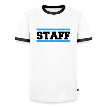 Personnel - T-shirt contrasté Homme - blanc/noir - Devant - AI Model Female 172 light (172cm) & AI Model Male 178 dark (178cm)