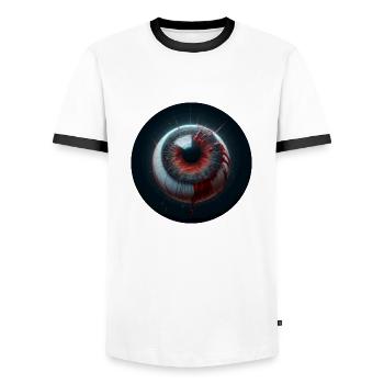 EYE, Ghost, Fear, Gruesome, Nightmare, Black Magic - Men's Ringer Shirt - white/black - Front - AI Model Female 172 light (172cm) & AI Model Male 178 dark (178cm)