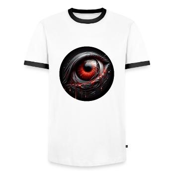 Magic Eye Fear Personnage sombre effrayant - T-shirt contrasté Homme - blanc/noir - Devant - AI Model Female 172 light (172cm) & AI Model Male 178 dark (178cm)