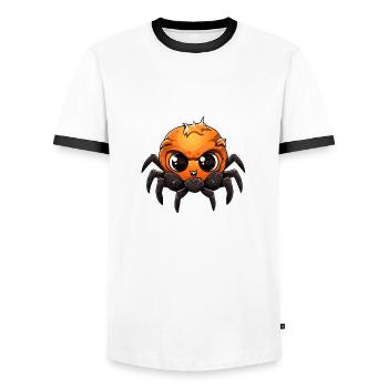 Baby Spider Halloween Cartoon - Men's Ringer Shirt - white/black - Front - AI Model Female 172 light (172cm) & AI Model Male 178 dark (178cm)