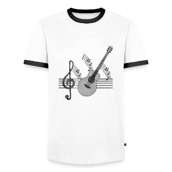 Gitarre - Männer Kontrast-T-Shirt - Weiß/Schwarz - Vorne - AI Model Female 172 light (172cm) & AI Model Male 178 dark (178cm)