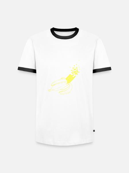 Kubiko Banane - Männer Kontrast-T-Shirt - Weiß/Schwarz