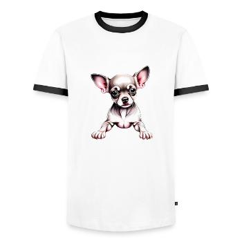 Chihuahua Dog Dogs Dog Owner Chihuahua Puppy - Men's Ringer Shirt - white/black - Front - AI Model Female 172 light (172cm) & AI Model Male 178 dark (178cm)