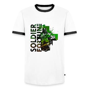 Soldat, Fortune, Militaire, Armée, Guerre, Cool, Marine, Combat - T-shirt contrasté Homme - blanc/noir - Devant - AI Model Female 172 light (172cm) & AI Model Male 178 dark (178cm)