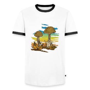 Pilze - Männer Kontrast-T-Shirt - Weiß/Schwarz - Vorne - AI Model Female 172 light (172cm) & AI Model Male 178 dark (178cm)