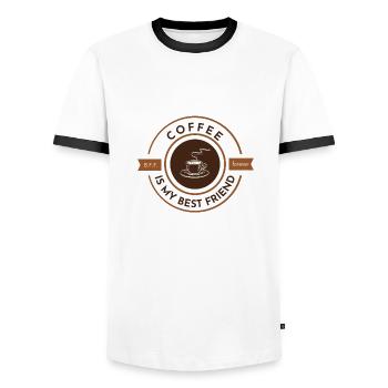 Kaffee ist mein bester Freund weiß - Männer Kontrast-T-Shirt - Weiß/Schwarz - Vorne - AI Model Female 172 light (172cm) & AI Model Male 178 dark (178cm)