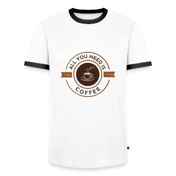 Alles, was Sie brauchen, ist Coffee Blanc - Männer Kontrast-T-Shirt - Weiß/Schwarz - Vorne - AI Model Female 172 light (172cm) & AI Model Male 178 dark (178cm)