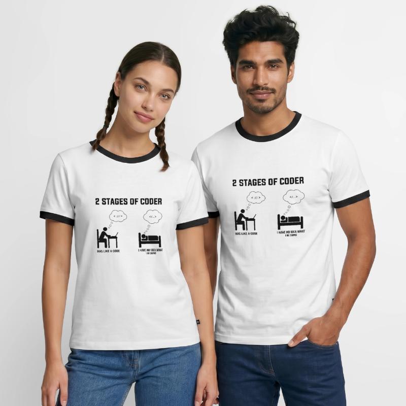 2 étapes du codeur - Idée cadeau Codage de code d’humour T-shirt contrasté Homme