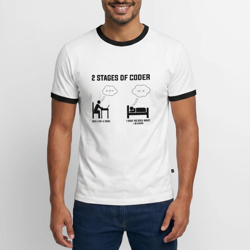 2 étapes du codeur - Idée cadeau Codage de code d’humour T-shirt contrasté Homme