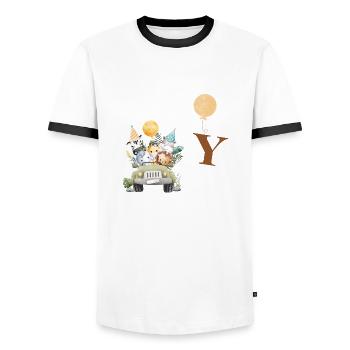 Buchstabe Y Safari - Männer Kontrast-T-Shirt - Weiß/Schwarz - Vorne - AI Model Female 172 light (172cm) & AI Model Male 178 dark (178cm)