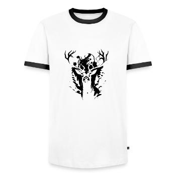 Renne de noël - T-shirt contrasté Homme - blanc/noir - Devant - AI Model Female 172 light (172cm) & AI Model Male 178 dark (178cm)