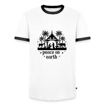 Paix sur Terre - T-shirt contrasté Homme - blanc/noir - Devant - AI Model Female 172 light (172cm) & AI Model Male 178 dark (178cm)