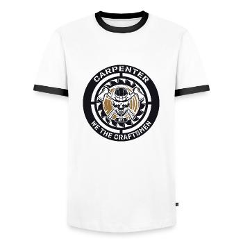 Carpenter we the craftsmen - Men's Ringer Shirt - white/black - Front - AI Model Female 172 light (172cm) & AI Model Male 178 dark (178cm)