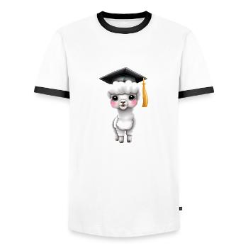 Baccalauréat en études d’alpaga Certificat de fin d’études supérieures - T-shirt contrasté Homme - blanc/noir - Devant - AI Model Female 172 light (172cm) & AI Model Male 178 dark (178cm)