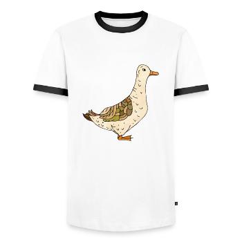 Ente - Männer Kontrast-T-Shirt - Weiß/Schwarz - Vorne - AI Model Female 172 light (172cm) & AI Model Male 178 dark (178cm)