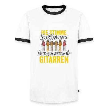 Die Stimme In Meinem Kopf Sagt Mehr Gitarren - Männer Kontrast-T-Shirt - Weiß/Schwarz - Vorne - AI Model Female 172 light (172cm) & AI Model Male 178 dark (178cm)