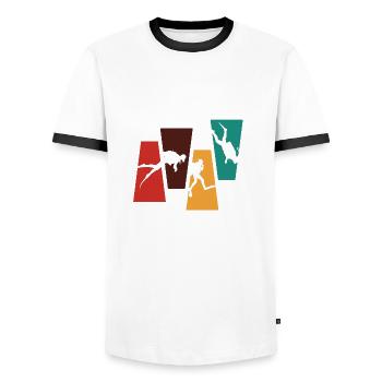 Vintage Retro Scuba Diving - Gift Idea - Men's Ringer Shirt - white/black - Front - AI Model Female 172 light (172cm) & AI Model Male 178 dark (178cm)