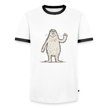 Bigfoot Sasquatch Yeti - comme dessin de bande dessinée - T-shirt contrasté Homme - blanc/noir - Devant - AI Model Female 172 light (172cm) & AI Model Male 178 dark (178cm)