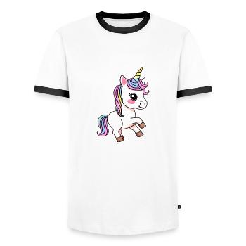 buntes Einhorn Fabeltier Mädchen süße Einhörner - Männer Kontrast-T-Shirt - Weiß/Schwarz - Vorne - AI Model Female 172 light (172cm) & AI Model Male 178 dark (178cm)