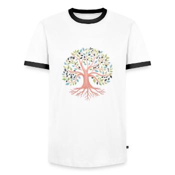 Lebensbaum Meditation Baum des Lebens Yoga - Männer Kontrast-T-Shirt - Weiß/Schwarz - Vorne - AI Model Female 172 light (172cm) & AI Model Male 178 dark (178cm)