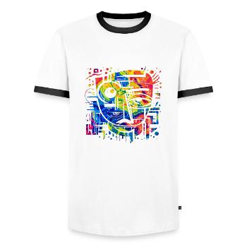 Graffiti Street Art Spray Vintage Stencil Retro - Men's Ringer Shirt - white/black - Front - AI Model Female 172 light (172cm) & AI Model Male 178 dark (178cm)