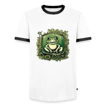 PETITE GRENOUILLE VERTE - T-shirt contrasté Homme - blanc/noir - Devant - AI Model Female 172 light (172cm) & AI Model Male 178 dark (178cm)