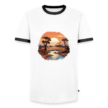 Savane - T-shirt contrasté Homme - blanc/noir - Devant - AI Model Female 172 light (172cm) & AI Model Male 178 dark (178cm)