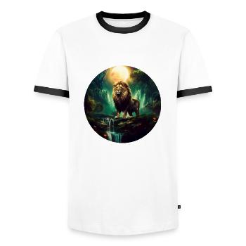 Majestic of Animals Gift Lion - Men's Ringer Shirt - white/black - Front - AI Model Female 172 light (172cm) & AI Model Male 178 dark (178cm)
