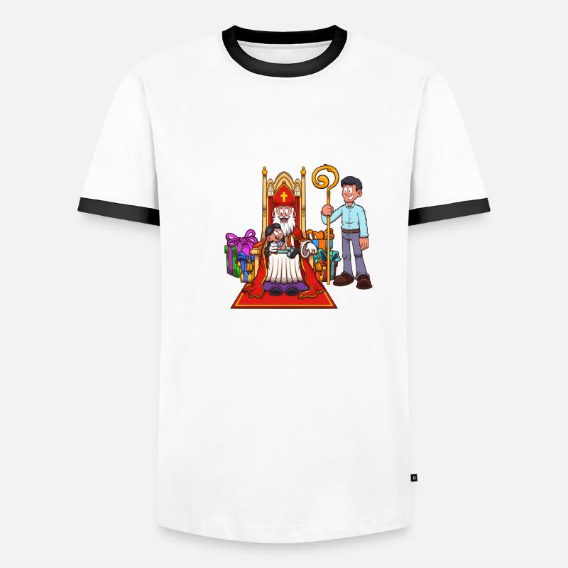 Saint Nicholas With Kid - Men's Ringer Shirt - white/black
